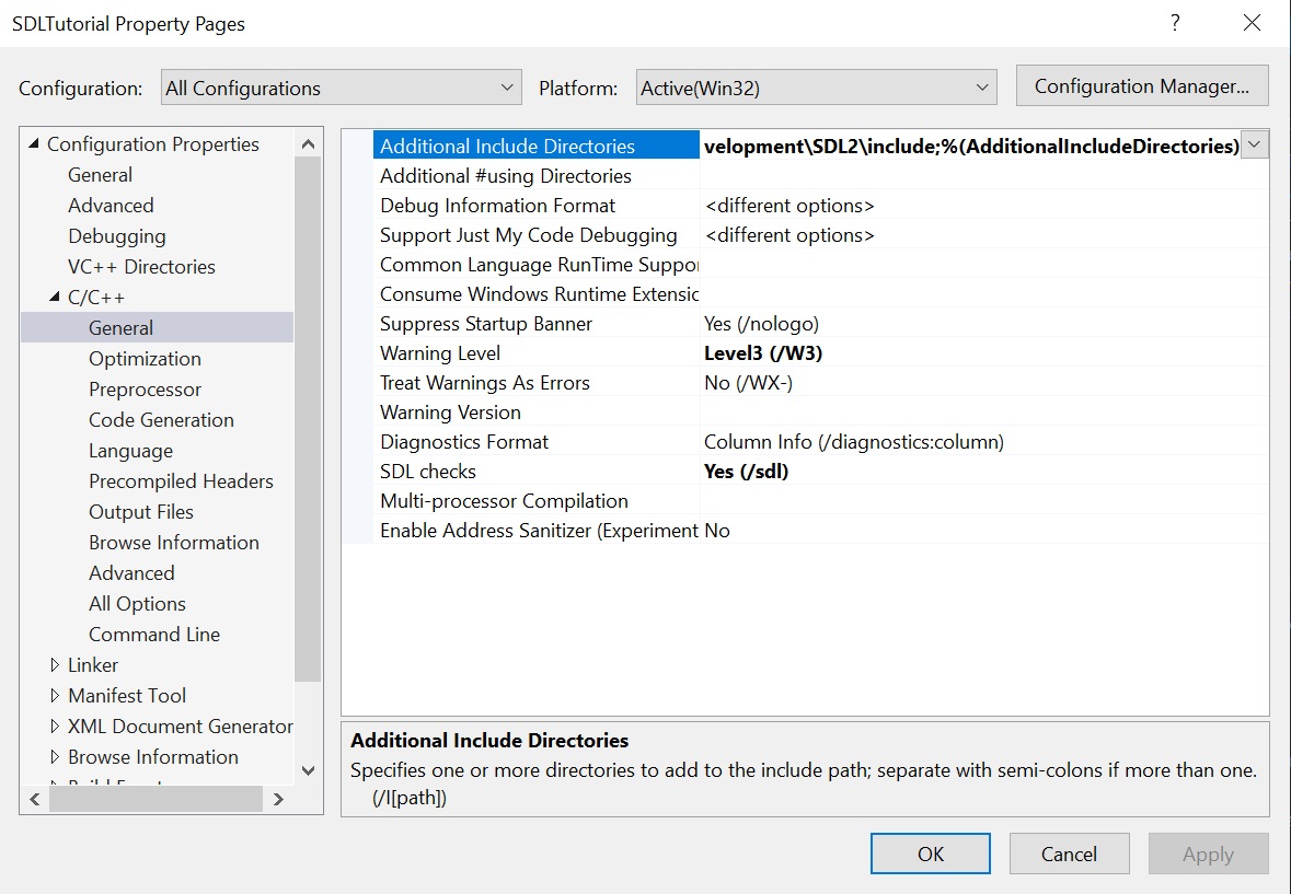 Установка библиотеки SDL в Visual Studio изображение с сайта www.eth1.ru