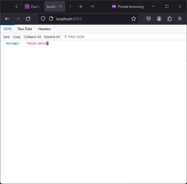 FastAPI Hello World изображение с сайта www.devhops.site