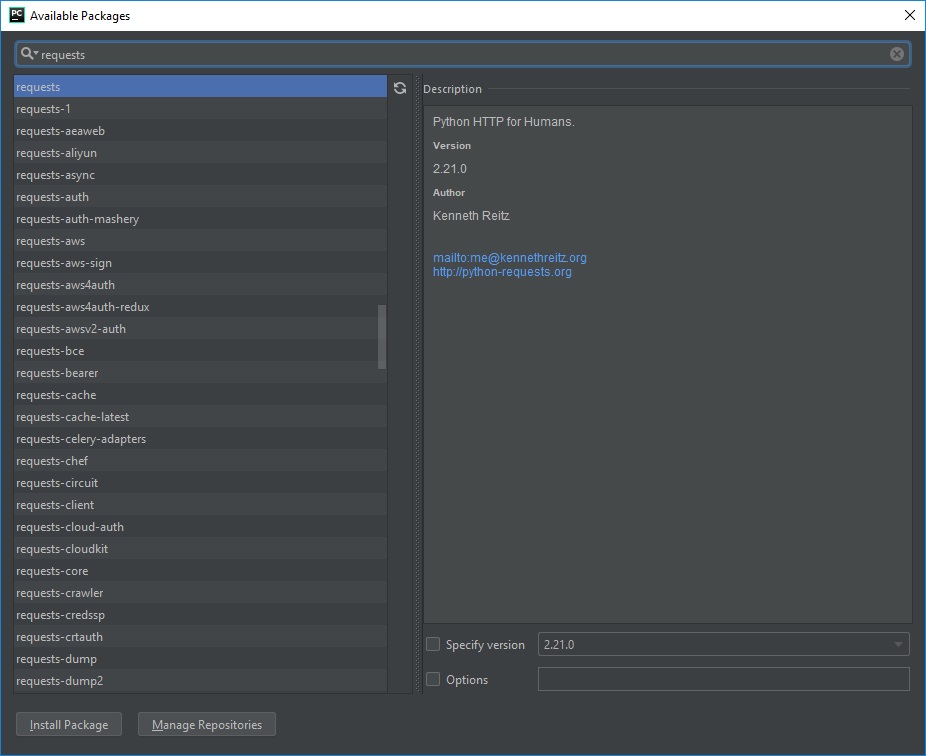 Установка модуля requests в PyCharm изображение с сайта www.devhops.site