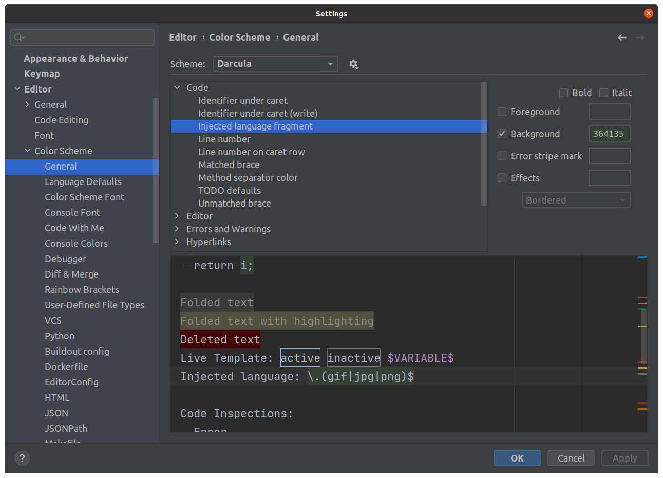 injected language fragment PyCharm изображение с сайта www.devhops.site