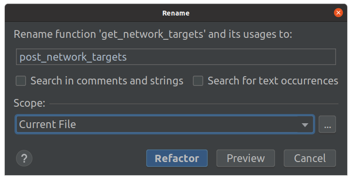 refactor переименовать функцию PyCharm изображение с сайта www.devhops.site