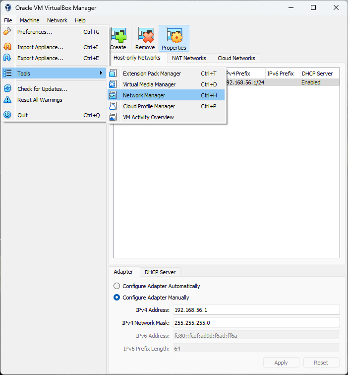 Создание NAT Network в VirtualBox 7 изображение с сайта www.devhops.site