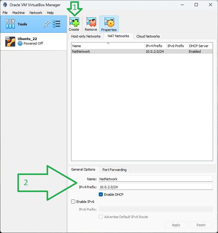 Создание NAT Network в VirtualBox 7 изображение с сайта www.devhops.site