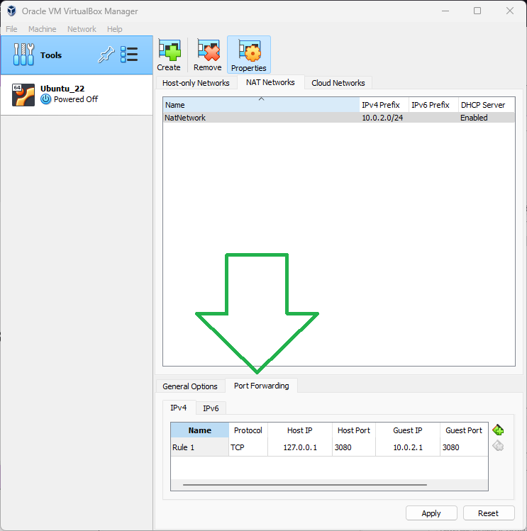 NAT Network Port Forwarding в VirtualBox 7 изображение с сайта www.devhops.site