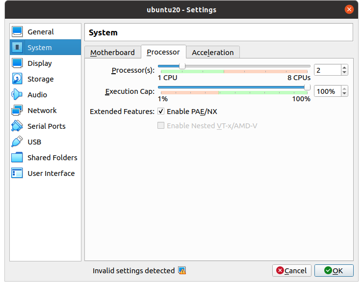 System Processor VirtualBox изображение с сайта www.devhops.site