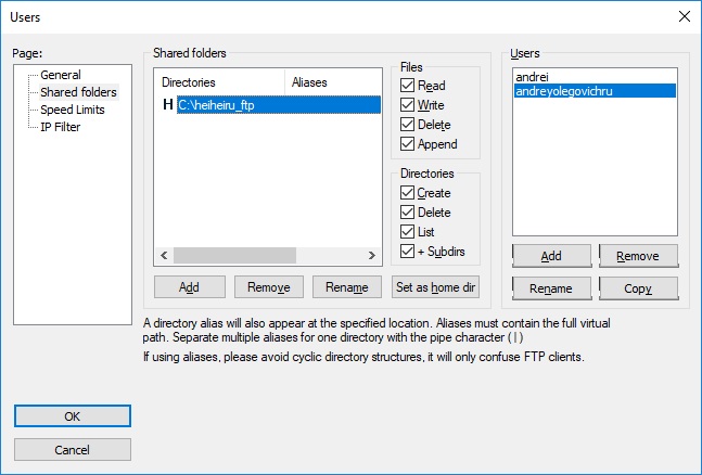 Настройка Filezilla Server для тестирования Gulp ftp
