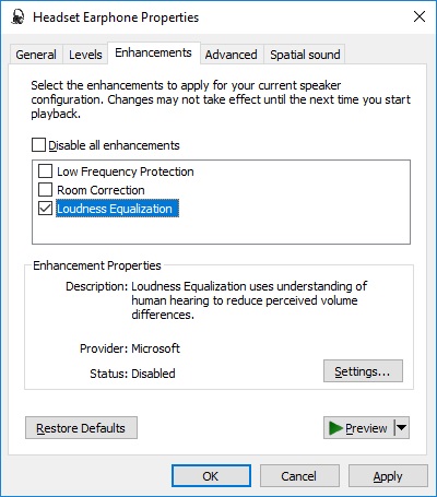 настройка наушников в windows 10 loudness equalization изображение с сайта
    www.eth1.ru